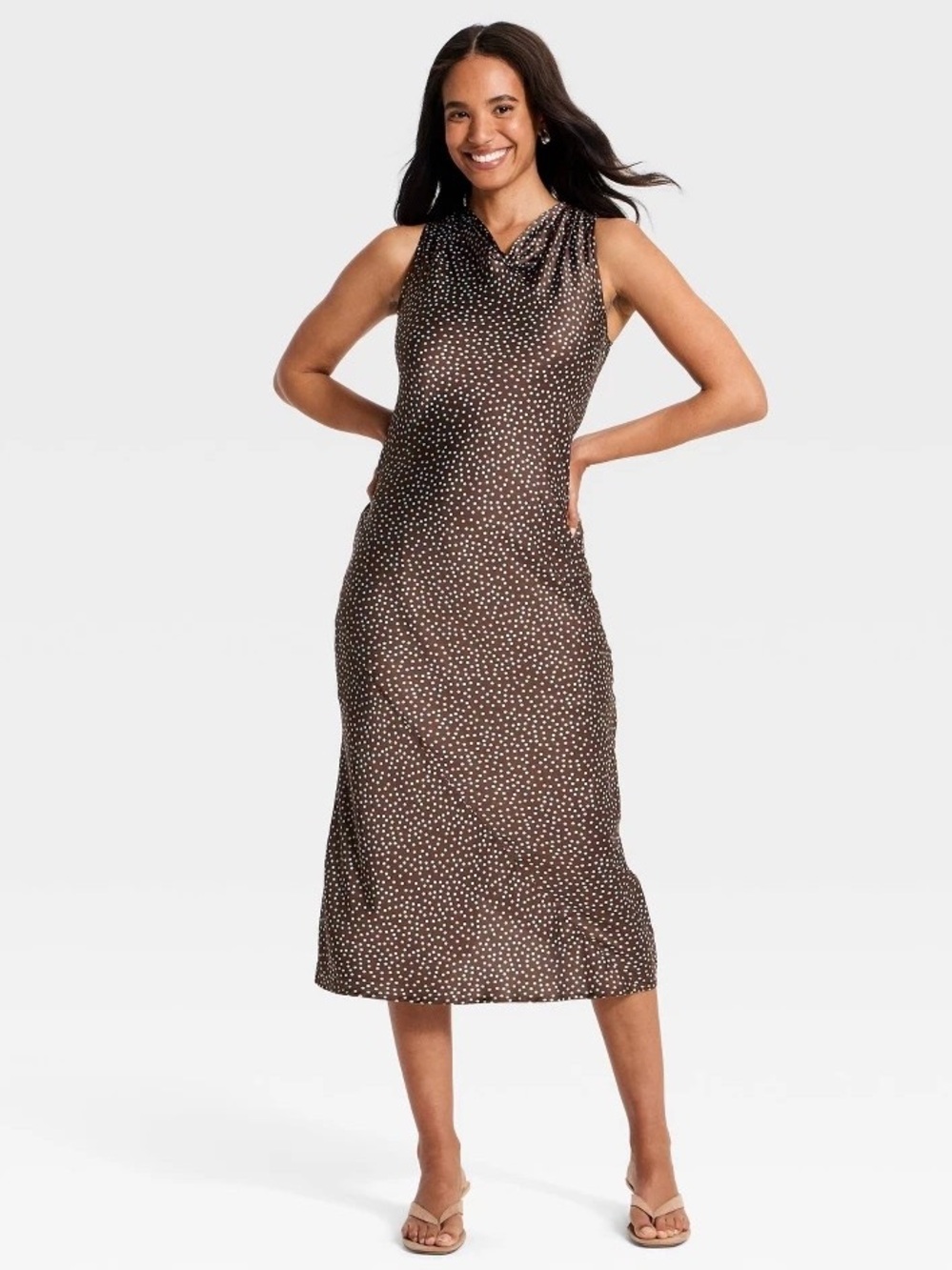 NWT Sleeveless Cowl Neck MIDI Dress. Size:XL.